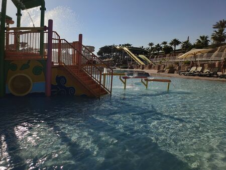 children's water park in pool in summerの写真素材