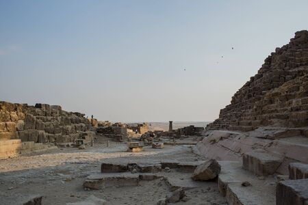 Egyptian pyramids in desert during the dayの写真素材
