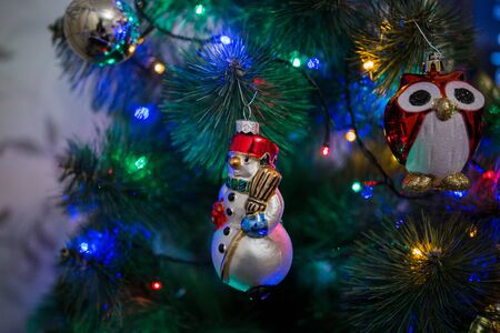 decorate Christmas tree with colorful detailsの写真素材
