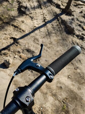 black scooter wheel on roadの写真素材