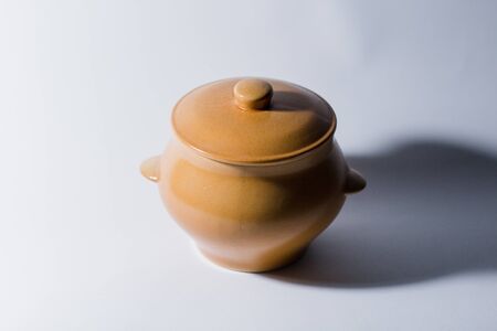 a clay pot on a white backgroundの写真素材