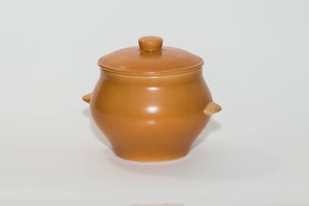 a clay pot on a white backgroundの写真素材
