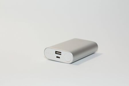 power bank on white backgroundの写真素材