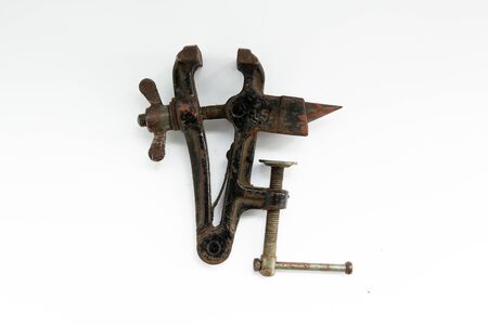 vintage vise on white background
