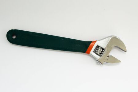 adjustable spanner on white backgroundの写真素材