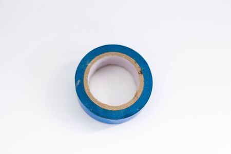 blue electrical tape on white backgroundの写真素材