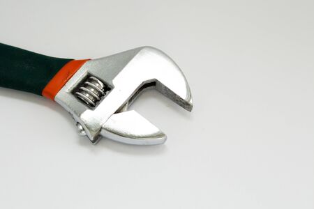 adjustable spanner on white backgroundの写真素材