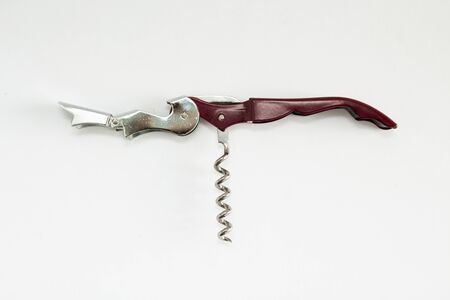 new corkscrew for bottles on white backgroundの写真素材
