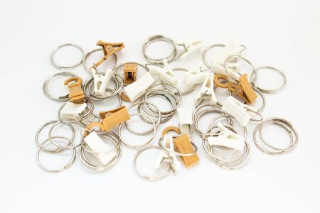 fastenings for curtains on white backgroundの写真素材