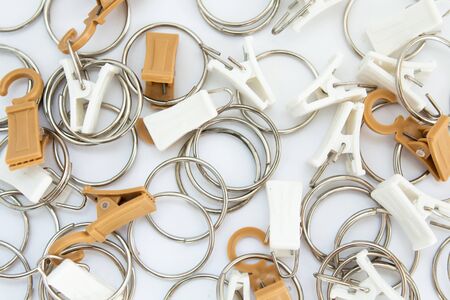 fastenings for curtains on white backgroundの写真素材