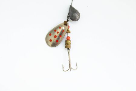 fish hook bait on white backgroundの写真素材