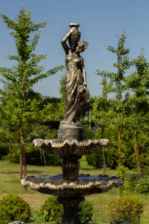 beautiful fountain statue in parkの写真素材