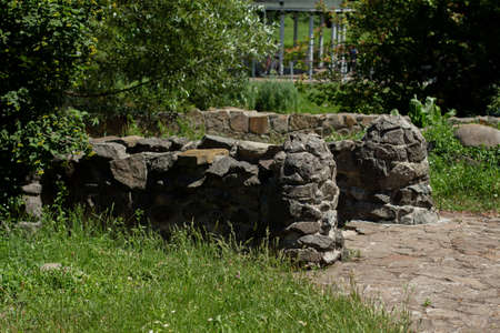 paved stones in landscaped gardenの写真素材