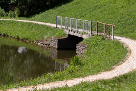 bridge on the lake in parkの写真素材