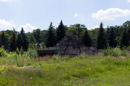 unfinished fountain in a parkの写真素材