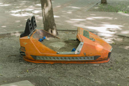 an abandoned amusement park carの写真素材