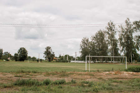 a large football field in summerの写真素材