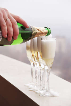 a glass glasses of champagne at the party