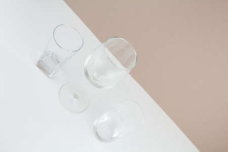 a glasses and glasses on empty new backgroundの写真素材