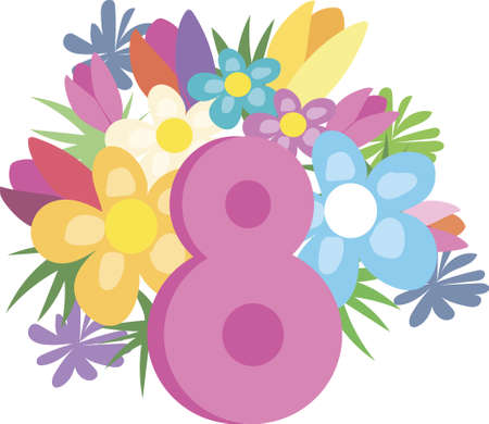 a spring festival 8 march women's day with flowersのイラスト素材