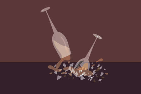broken glasses of wine background for kitchen or drinksのイラスト素材