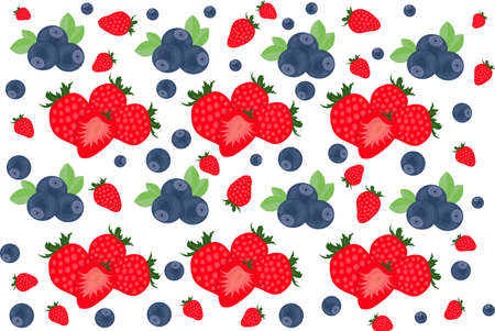 a background of strawberries and blueberries for fabric or cookingのイラスト素材