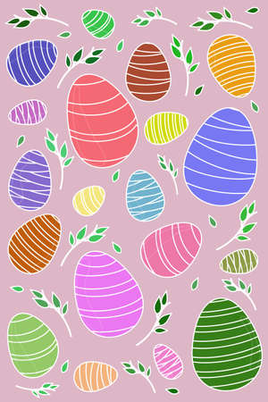 an easter eggs in different colors poster for easter for holiday religiousのイラスト素材