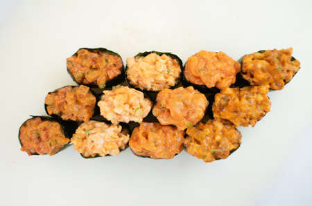 a sushi rolls on a plate japanese cuisine deliveryの写真素材