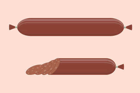 a sliced ââsalami sausage delicious slices vector illustrationのイラスト素材