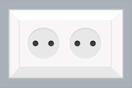 white electric socket in the wall europeanのイラスト素材