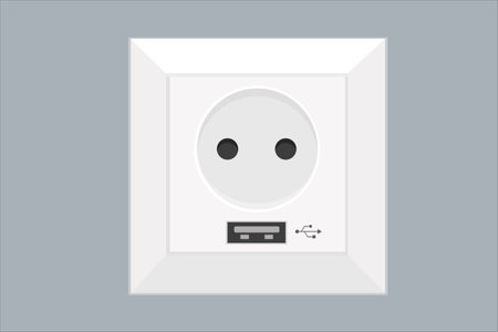 an electrical outlet with usb input white color on the wallのイラスト素材