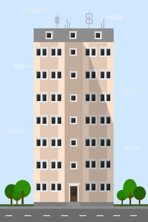 a multi-storey panel apartment building in the cityのイラスト素材