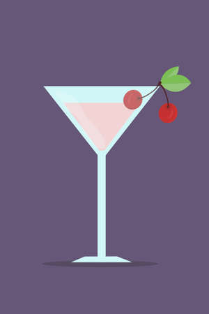 a drink cocktail with cherry in a glassのイラスト素材