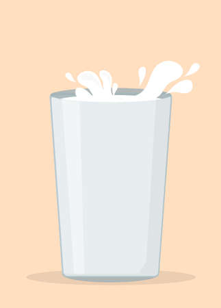 a glass of fresh white a cow's milkのイラスト素材