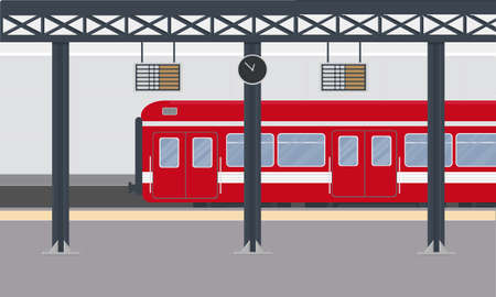 a subway passenger train car at railway station train stationのイラスト素材