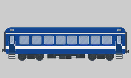 a blue wagon passenger train vector graphics for travelのイラスト素材