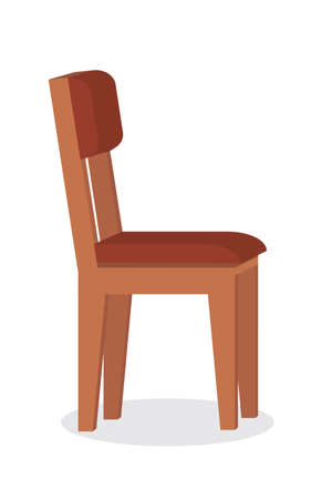 a wooden chair with upholstered seat and back on a white background isolatedのイラスト素材