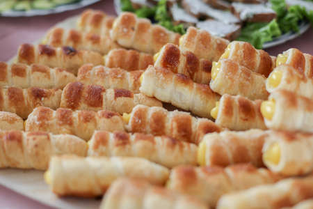a delicious snacks on the table in the restaurant on holiday and food