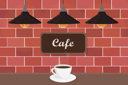 a loft style lamp with brick wall in cafe isolated interior element vectorのイラスト素材