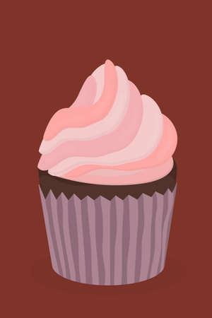 pink a raspberry cupcake muffin with cream for the holiday sweetのイラスト素材