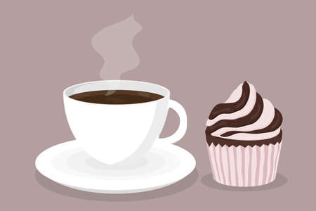 a beautiful chocolate muffin cupcake for the holiday sweet with cup of coffee