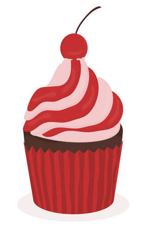 a beautiful cherry muffin cupcake for the holiday sweetのイラスト素材