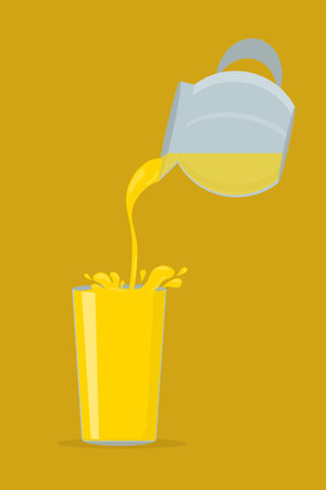 a lemon juice. fresh lemon lemonade. juice pouring from a decanter into a glassのイラスト素材