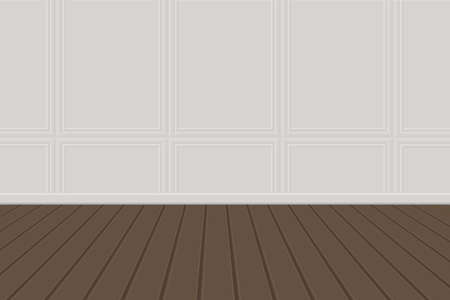 a classic interior background wooden floor and wall decor vector illustration empty roomのイラスト素材