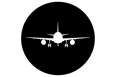 a white passenger plane icon button flights tourism air transportationのイラスト素材