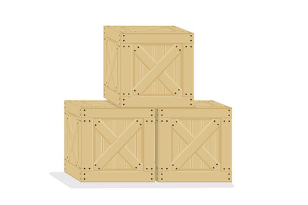 a wooden box cargo box postal items packageのイラスト素材