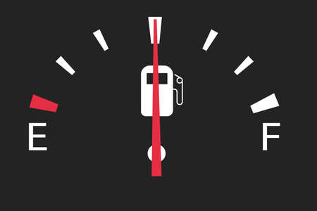 a gasoline fuel gauge in a car at an average valueのイラスト素材