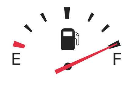 a gasoline fuel gauge in the car at maximum full tankのイラスト素材