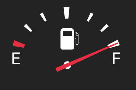 a gasoline fuel gauge in the car at maximum full tankのイラスト素材