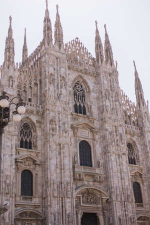 a Milan Italy, city skyline at Milano Duomo Cathedral empty nobodyの写真素材